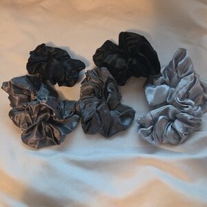 Elegant Black and Gray Scrunchie Set